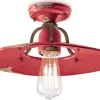 Deckenlampe Keramik Metall E27 Ø 40 cm Rot Shabby Antik