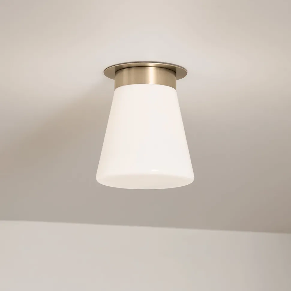 Deckenlampe klein B: 21,6 cm E27 Metall Glas in Bronze Weiß