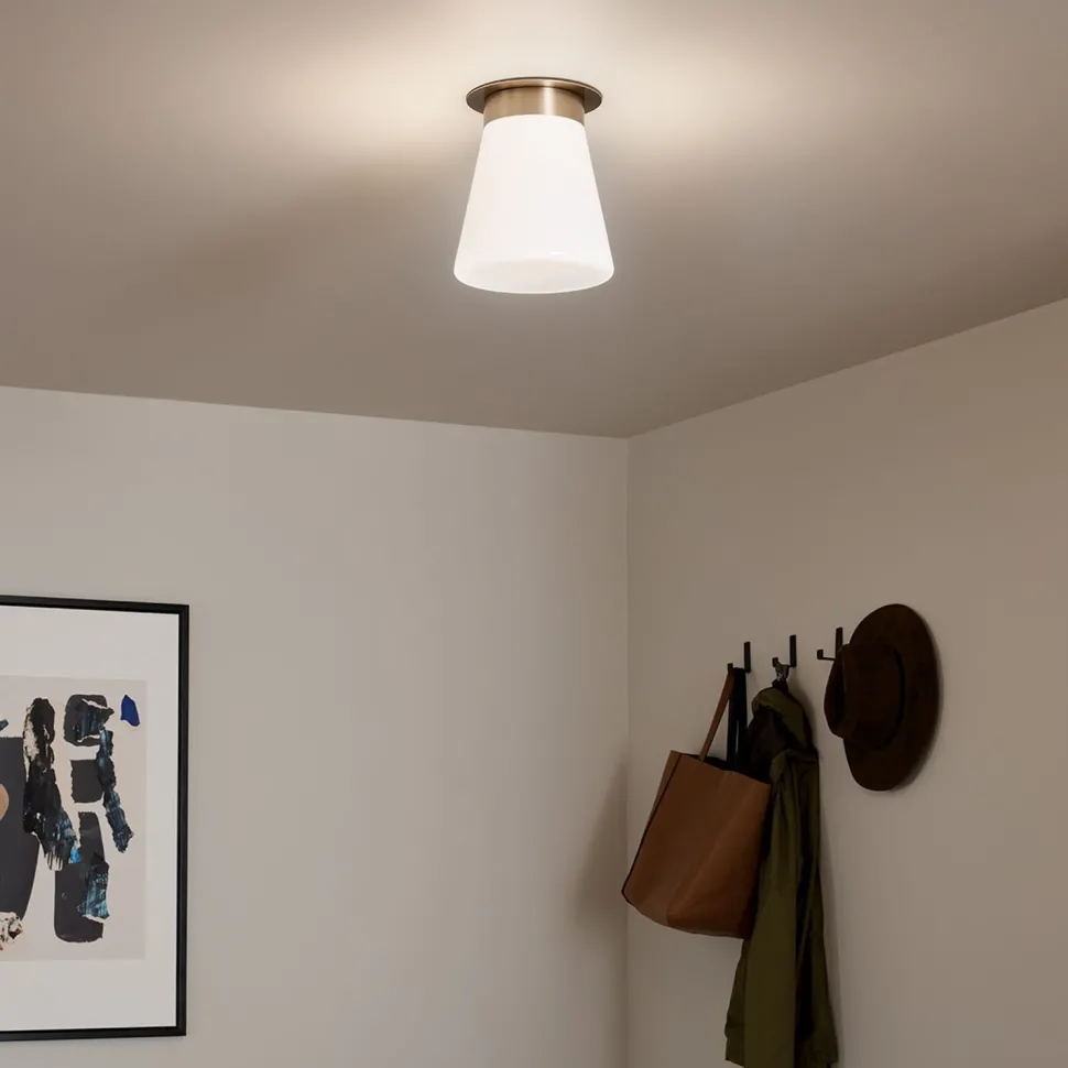 Deckenlampe klein B: 21,6 cm E27 Metall Glas in Bronze Weiß