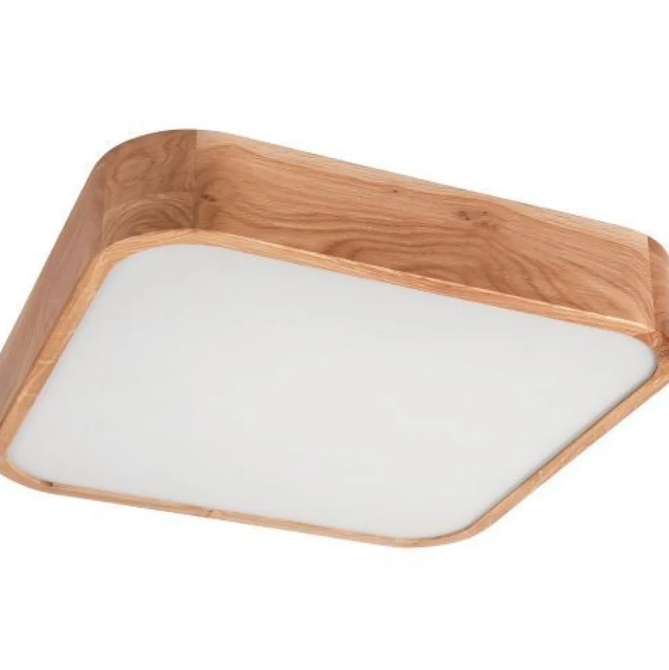 Deckenlampe klein eckig B: 45 cm Holz Metall für 4x E27