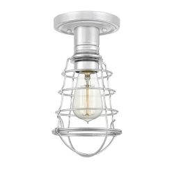 Deckenlampe klein Metall Ø 14,5 cm in Chrom poliert Vintage