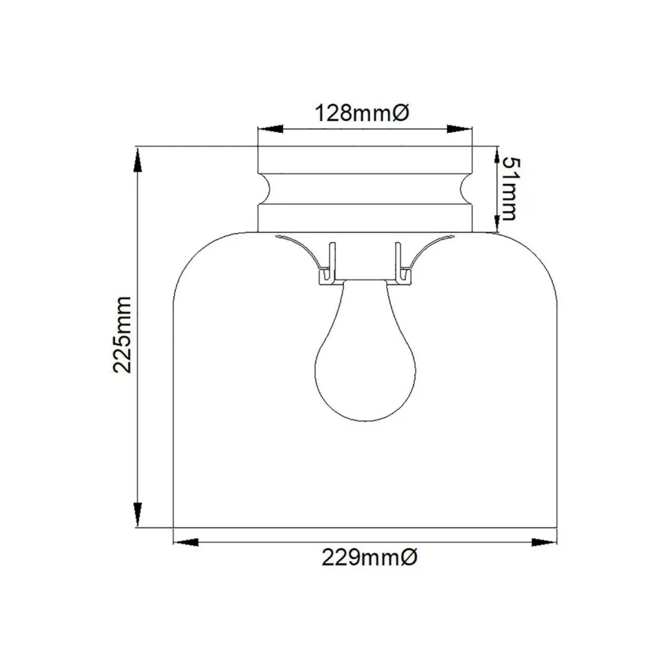 Deckenlampe klein Metall Glas Ø 22,9 cm in Messing brüniert