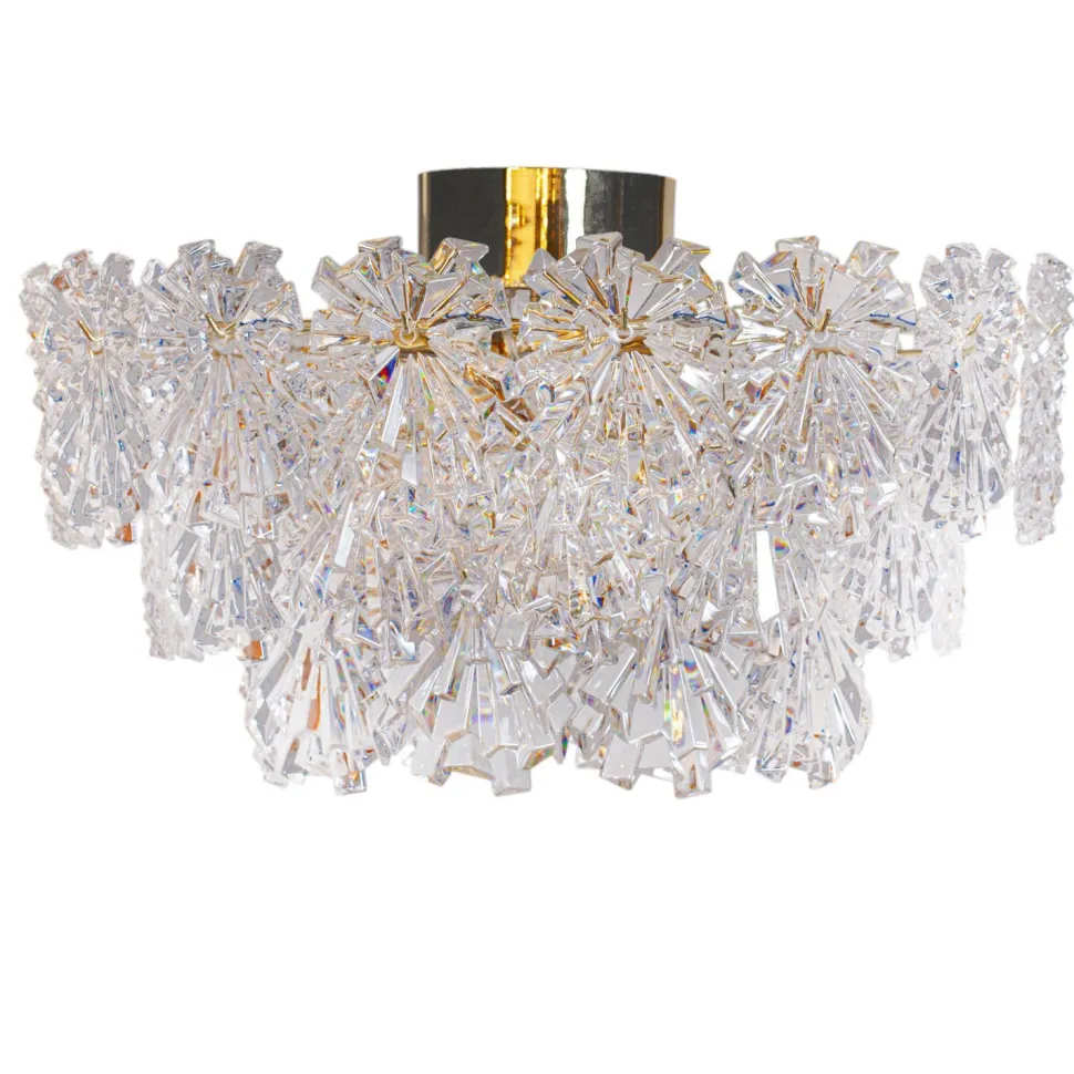 Deckenlampe Kristall 51,5 cm breit in Gold 3-flammig E14