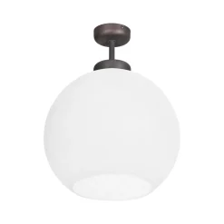 Deckenlampe Kugel Ø 24 cm Messing Glas E27 in Bronze Weiß