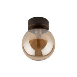 Deckenlampe Kugel klein Ø 12 cm H: 15 cm Rauchglas Metall G9