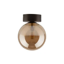 Deckenlampe Kugel klein Ø 12 cm H: 15 cm Rauchglas Metall G9