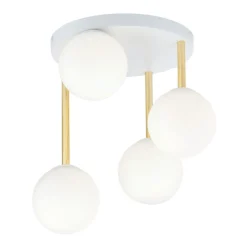 Deckenlampe Kugel Schirme Glas Metall E14 Weiß Gold