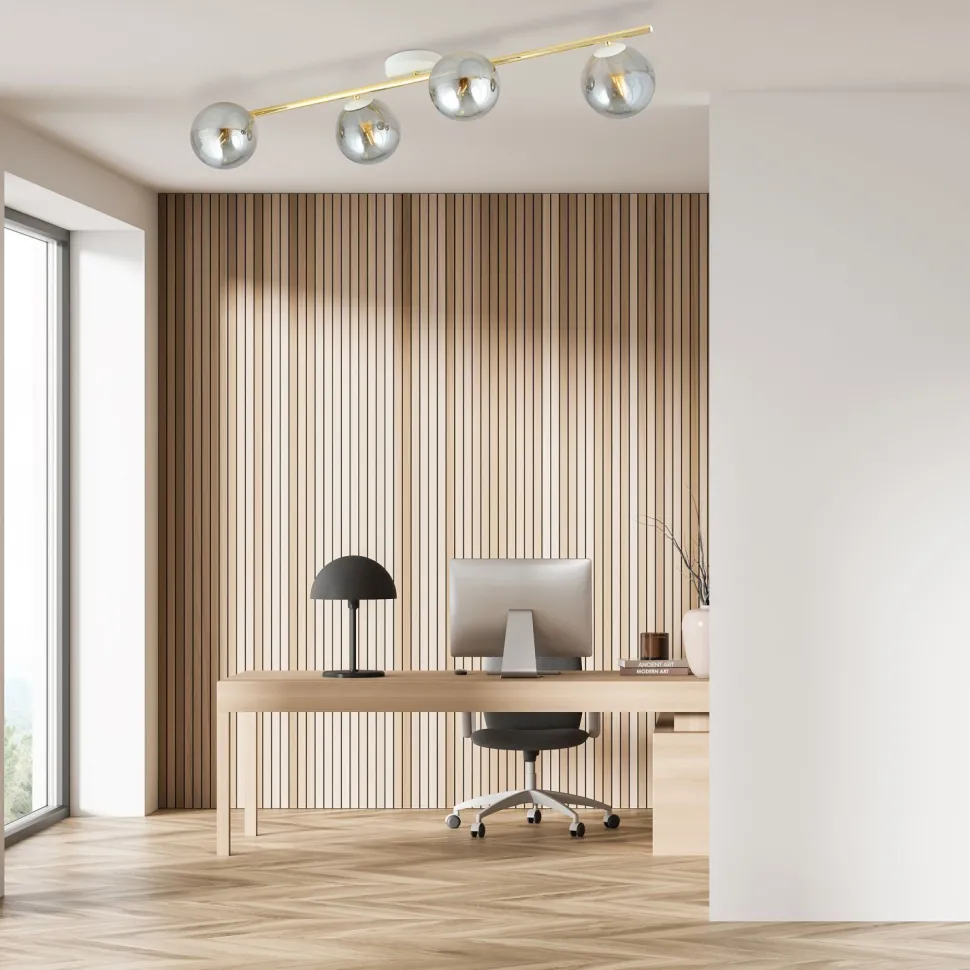 Deckenlampe Kugel Schirme Glas Metall 100 cm lang