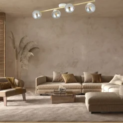 Deckenlampe Kugel Schirme Glas Metall 100 cm lang