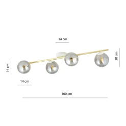 Deckenlampe Kugel Schirme Glas Metall 100 cm lang