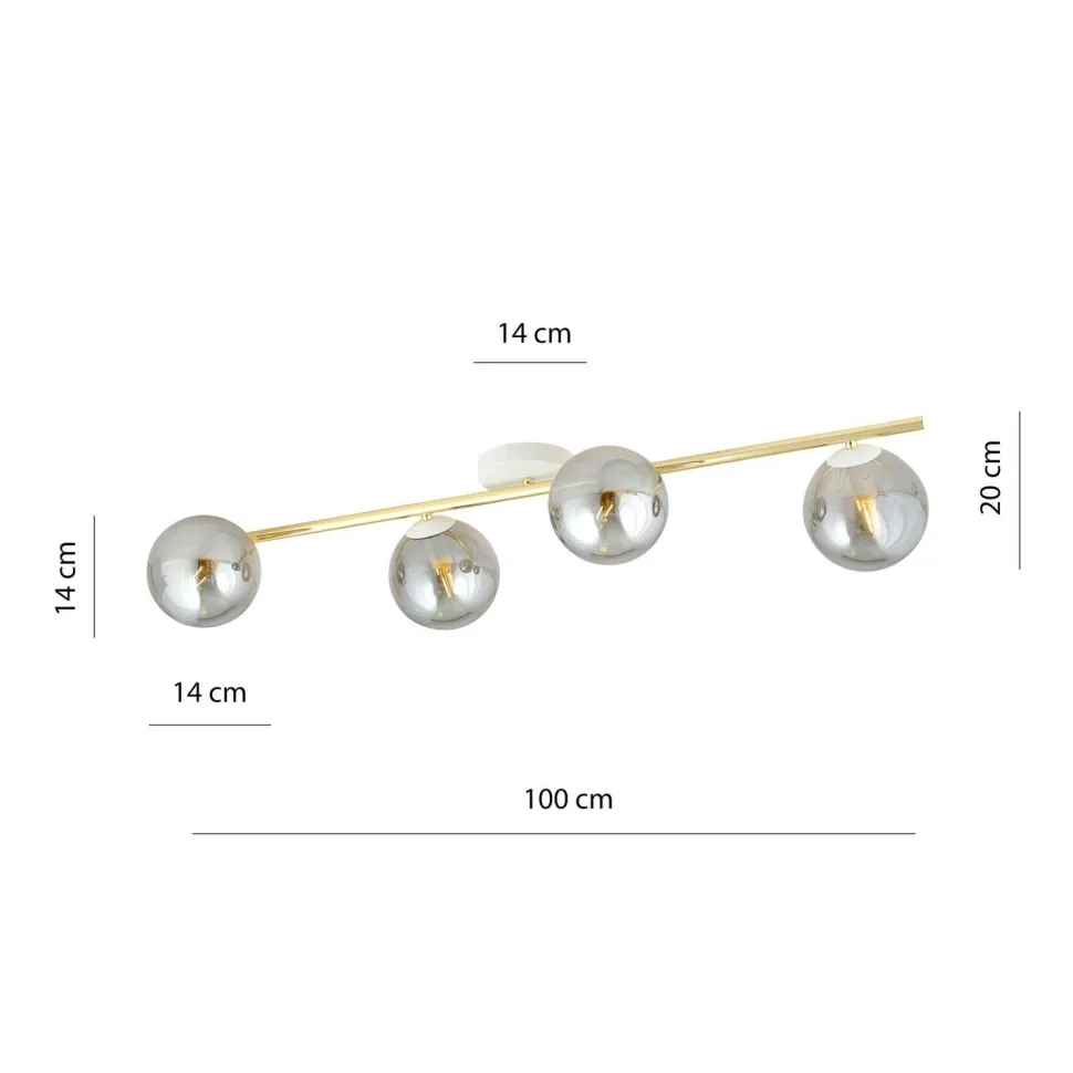 Deckenlampe Kugel Schirme Glas Metall 100 cm lang