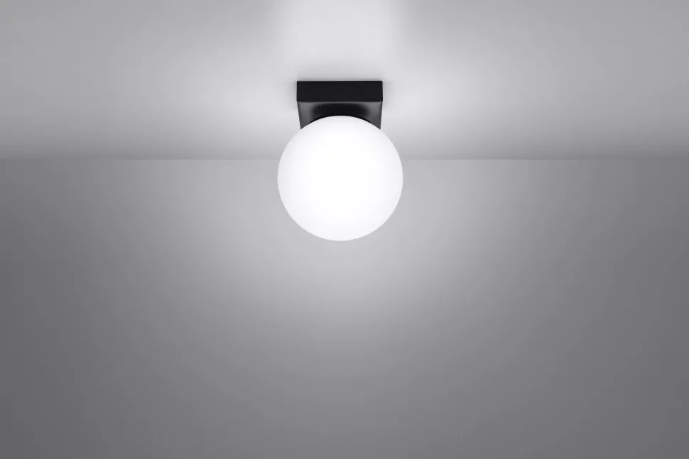 Deckenlampe Kugelschirm Ø 12 cm Weiß Schwarz G9 Glas