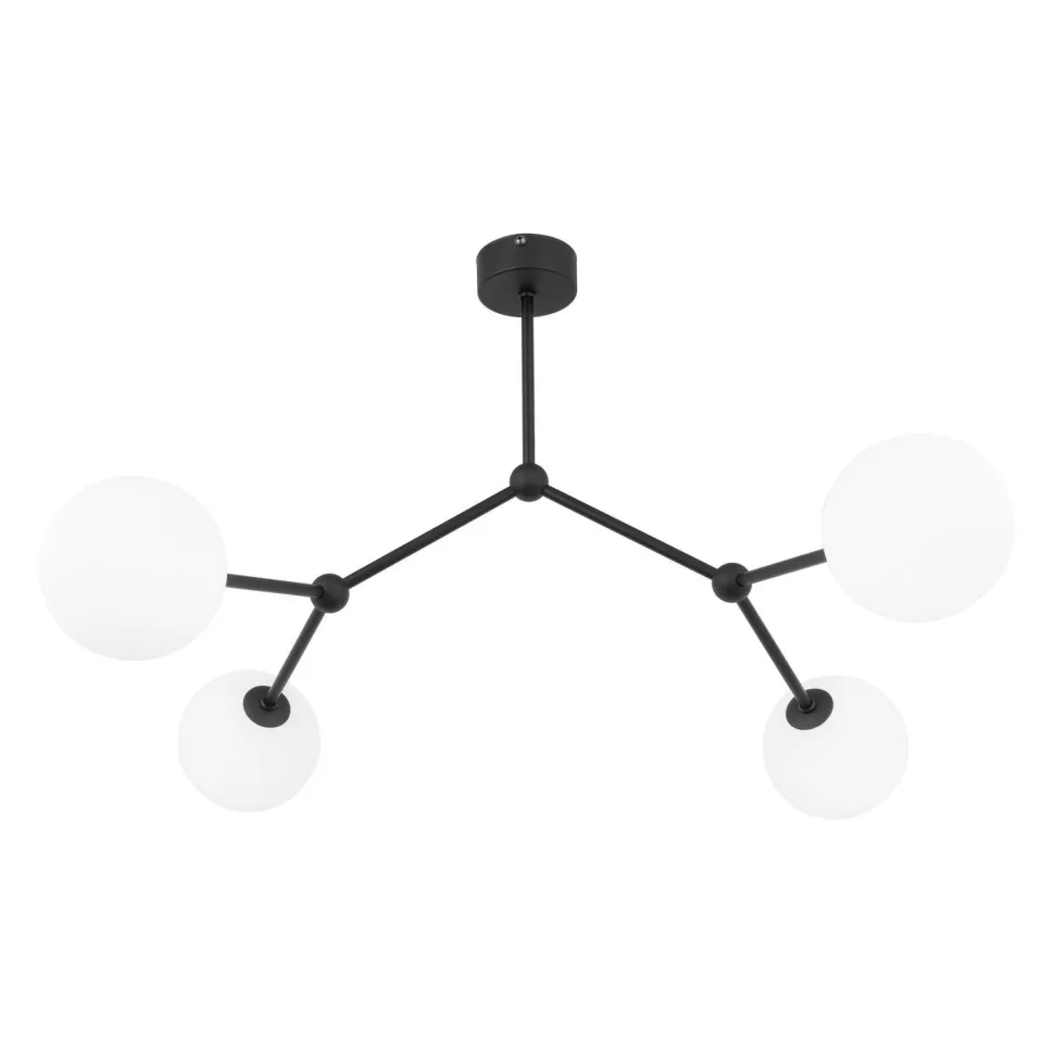 Deckenlampe Kugelschirm Schwarz Weiß Metall Glas