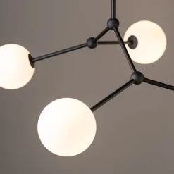 Deckenlampe Kugelschirm Schwarz Weiß Metall Glas