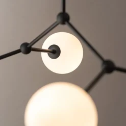 Deckenlampe Kugelschirm Schwarz Weiß Metall Glas