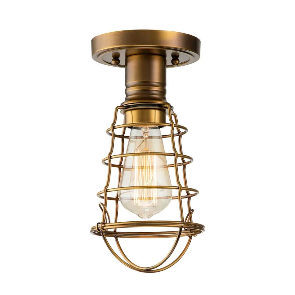 Deckenlampe Messing Antik D: 14,5 cm klein aus Metall E27