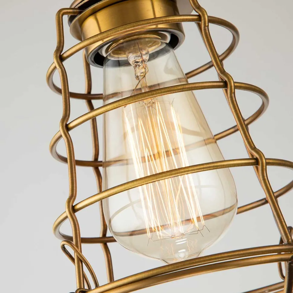 Deckenlampe Messing Antik D: 14,5 cm klein aus Metall E27