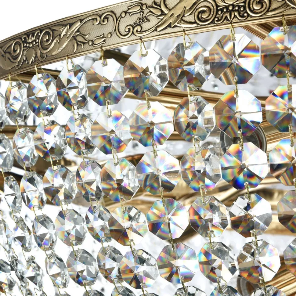 Deckenlampe Metall Ø 100 cm in Gold antik E27 rund PAUL