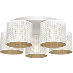 Deckenlampe Metall Ø58 cm E27 5-flmg Loft Weiß Gold