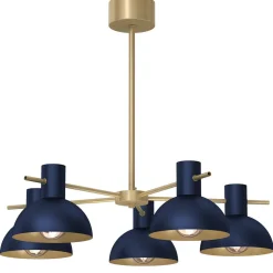 Deckenlampe Metall Dunkelblau Gold E27 5-flmg elegant