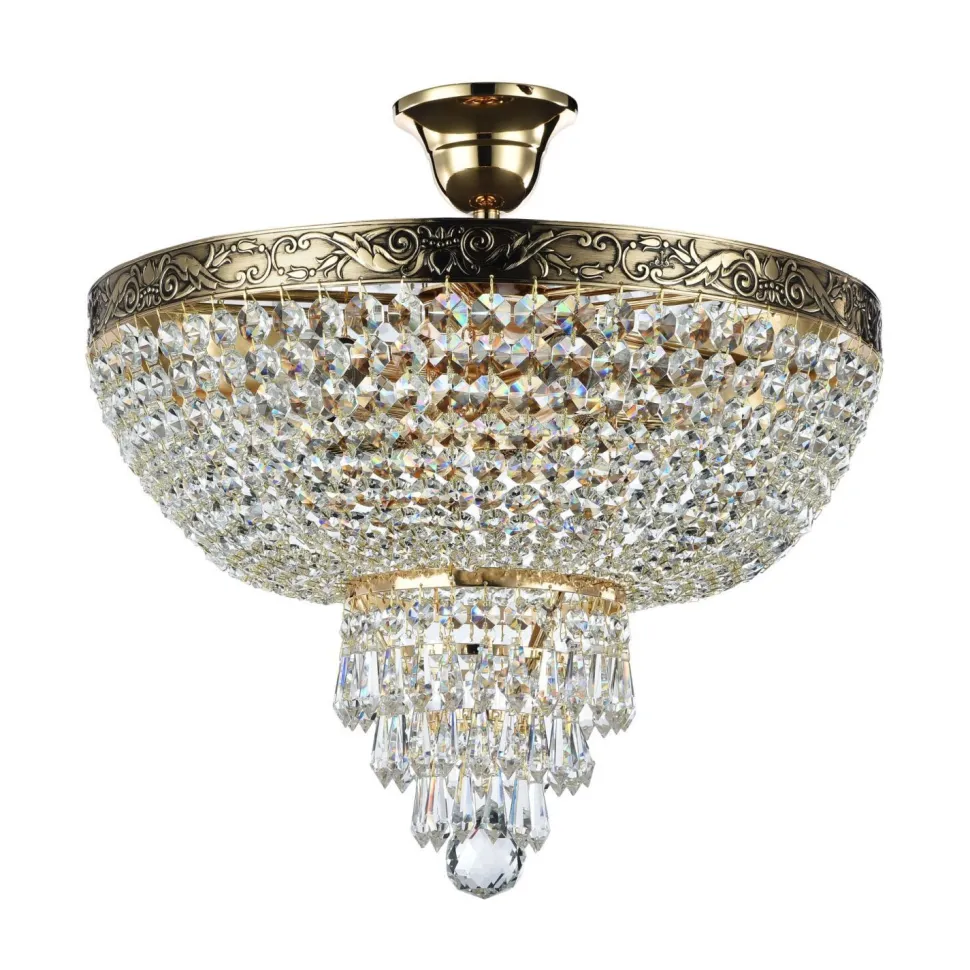 Deckenlampe Metall E27 D: 40 cm rund in Gold antik PAUL