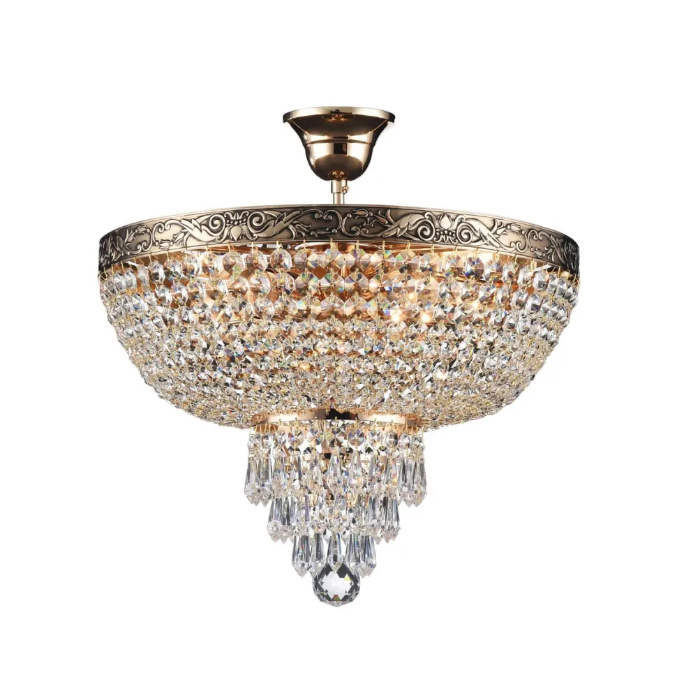Deckenlampe Metall E27 D: 40 cm rund in Gold antik PAUL