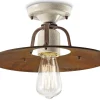 Deckenlampe Metall E27 rund Ø 30 cm Creme Rostbraun