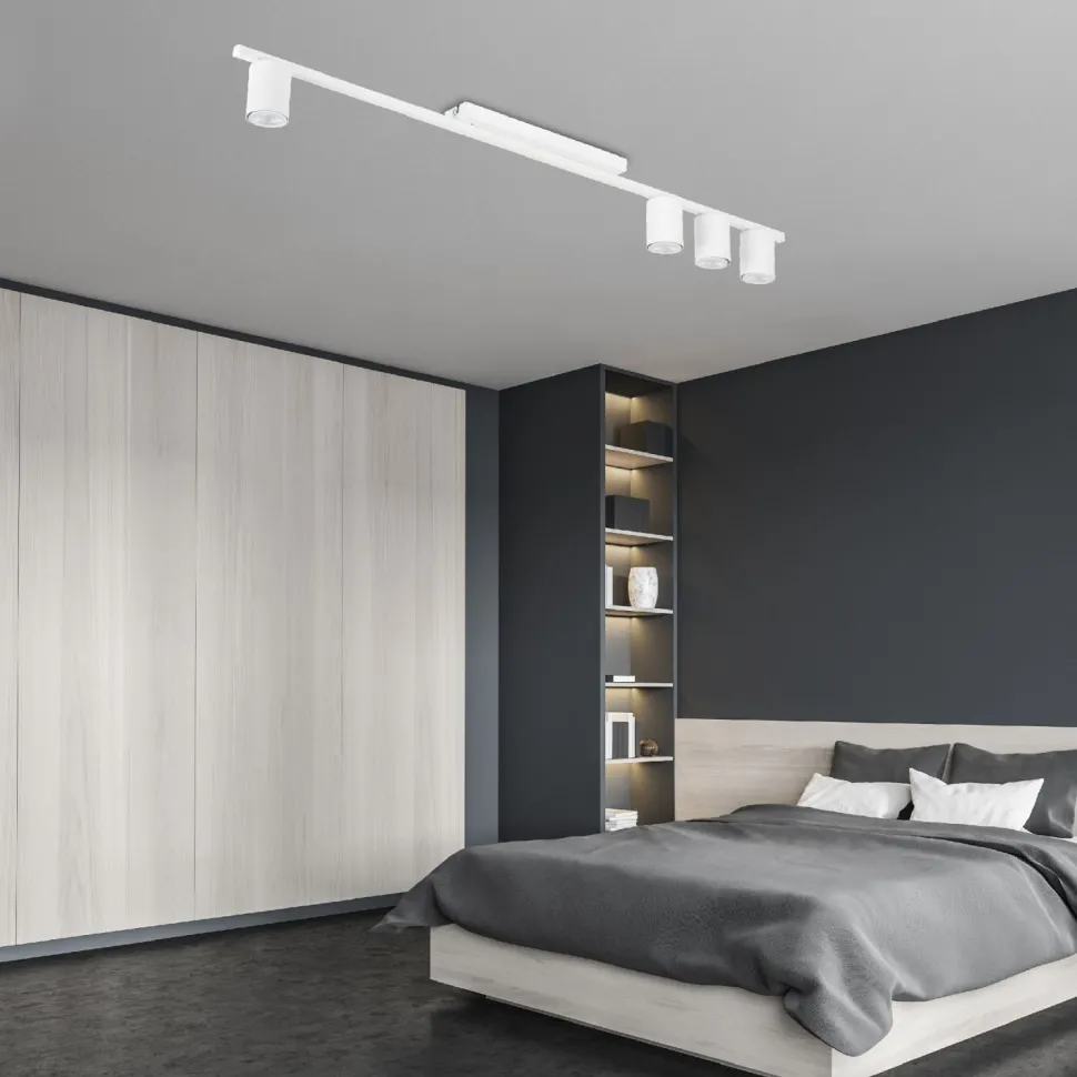 Deckenlampe Metall 3-flammig Weiß 100 cm lang Metall