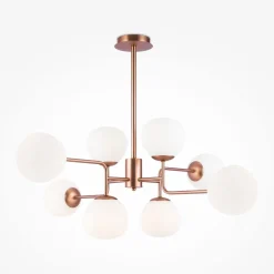 Deckenlampe Metall Glas E14 96 cm breit in Messing Weiß