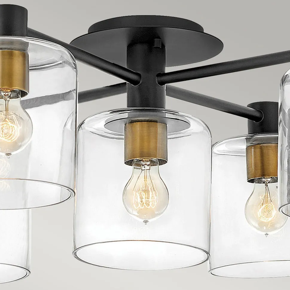 Deckenlampe Metall Glas E27 80,8 cm breit Vintage KAIRO