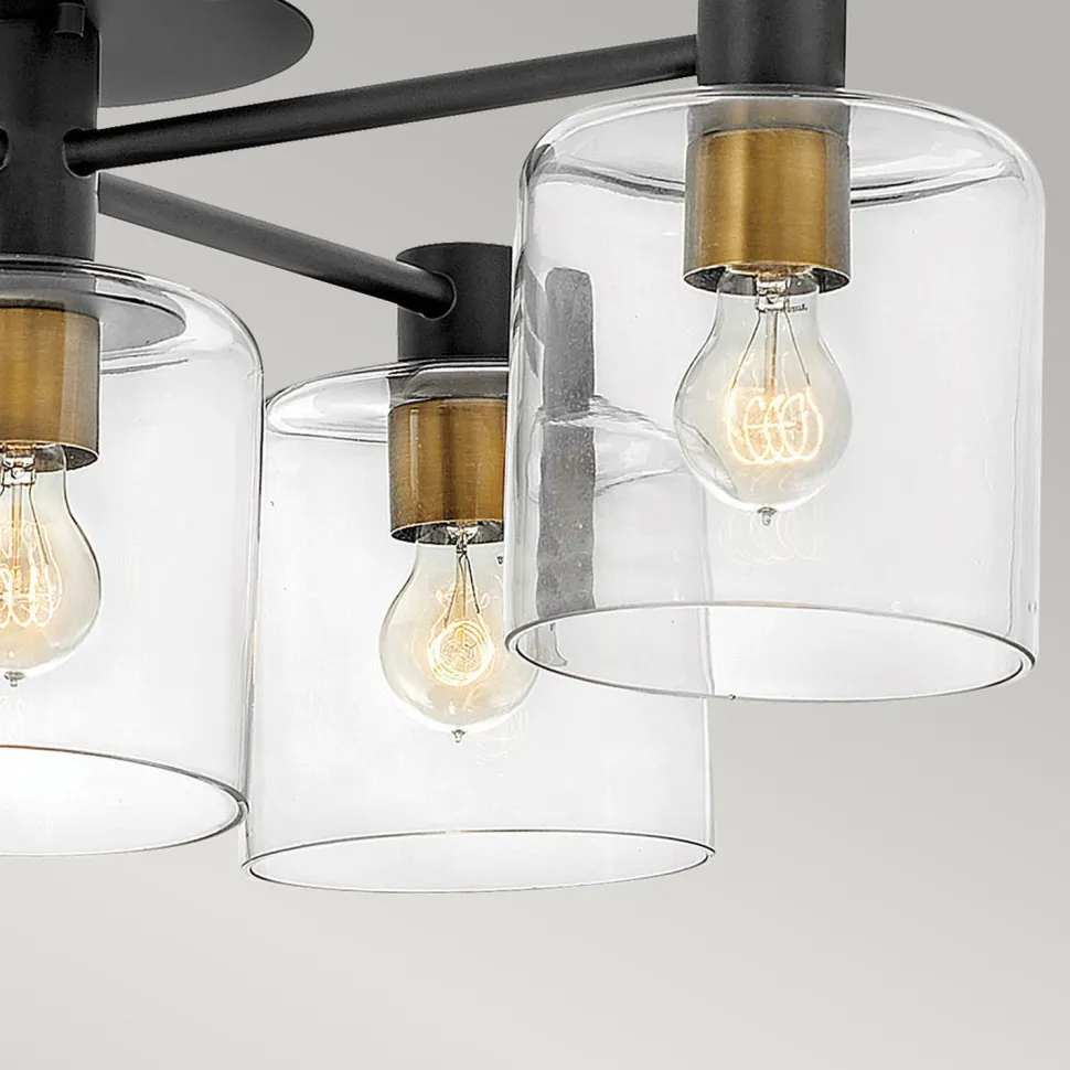 Deckenlampe Metall Glas E27 80,8 cm breit Vintage KAIRO