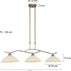 Deckenlampe Metall Glas in Bronze Creme 112 cm blendarm