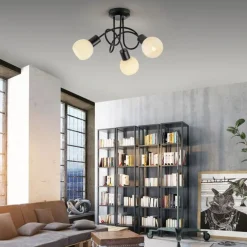 Deckenlampe Metall Glas L:38 cm inkl E14 dekorativ