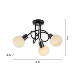 Deckenlampe Metall Glas L:38 cm inkl E14 dekorativ