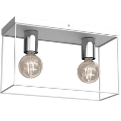 Deckenlampe Metall in Weiß Chrom L:34 cm E27 Industrial