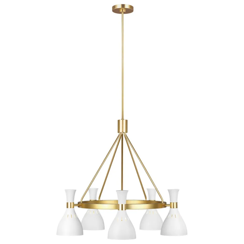 Deckenlampe Metall in Weiß Messing Ø81cm Retro