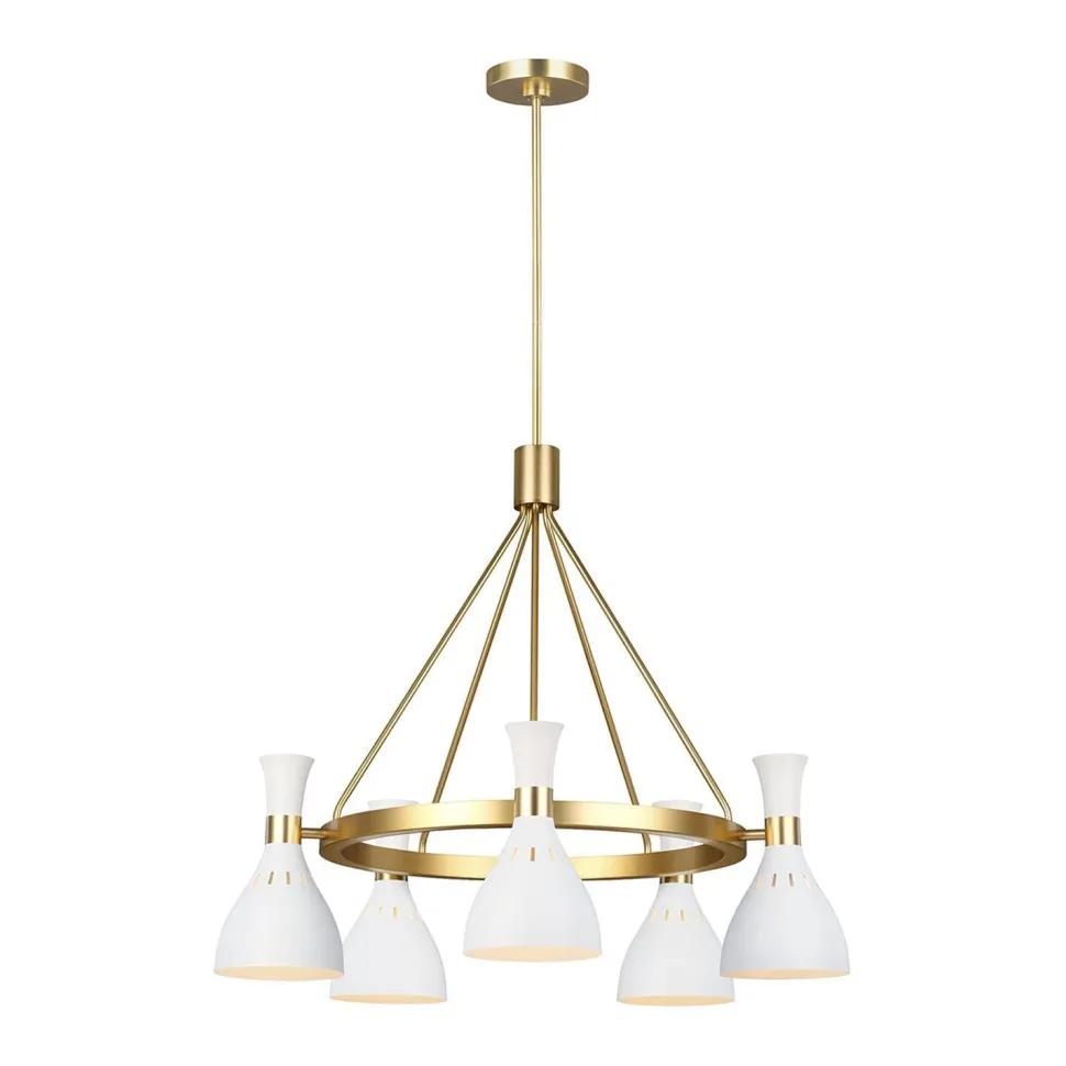 Deckenlampe Metall in Weiß Messing Ø81cm Retro