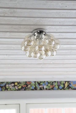 Deckenlampe Metall Rauchglas 30 cm breit 3-flammig G9