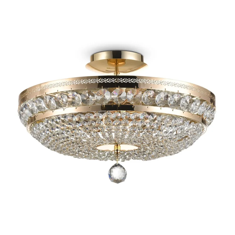 Deckenlampe Metall rund Ø 43,5 cm in Gold antik E14