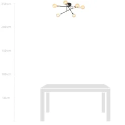 Deckenlampe Metall Schwarz Silber 6-flammig Retro E27