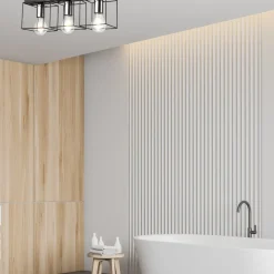 Deckenlampe Metall Schwarz Chrom 50 cm lang 3-flammig E27