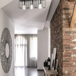 Deckenlampe Metall Schwarz Chrom 50 cm lang 3-flammig E27