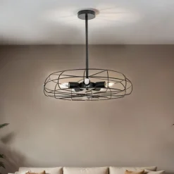 Deckenlampe Metall Schwarz Ø 56 cm 5x E27 Retro