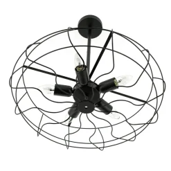 Deckenlampe Metall Schwarz Ø 56 cm 5x E27 Retro