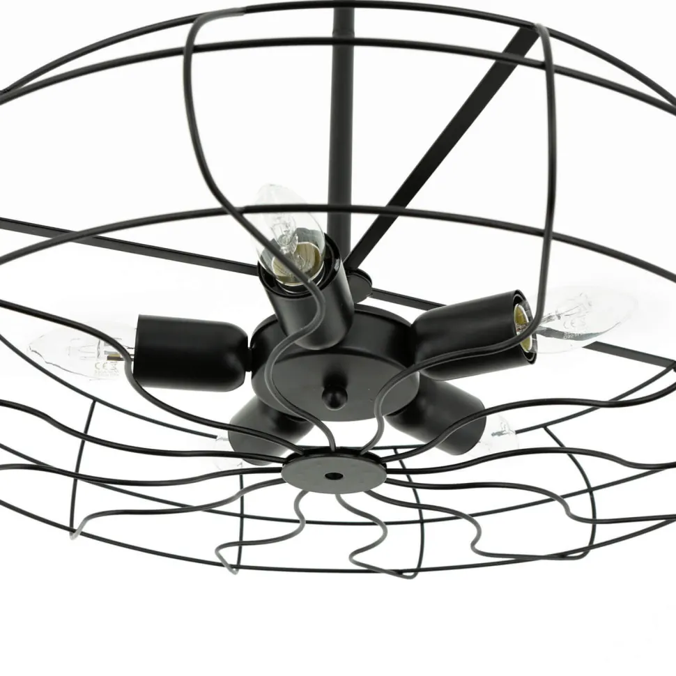 Deckenlampe Metall Schwarz Ø 56 cm 5x E27 Retro