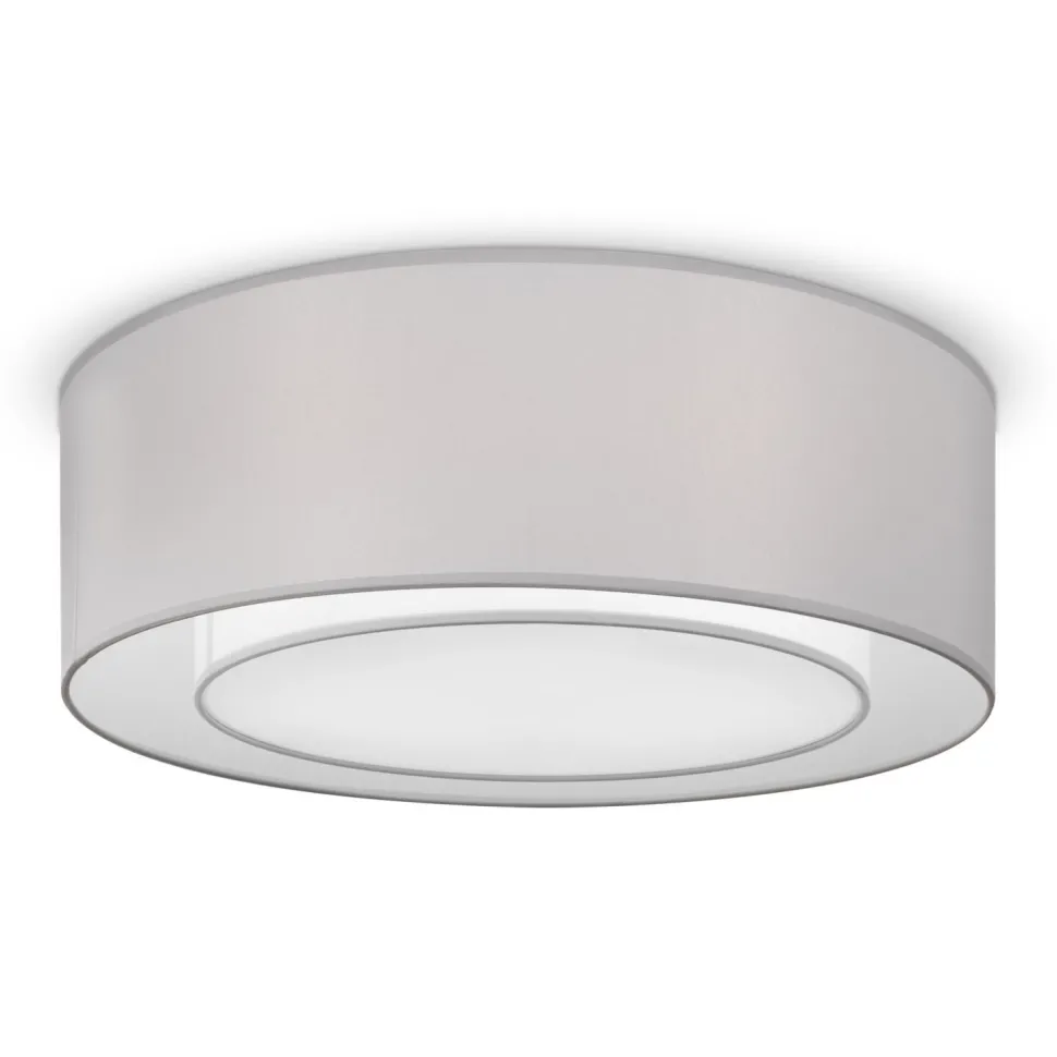 Deckenlampe Metall Stoff rund Ø 52 cm Chrom Hellgrau