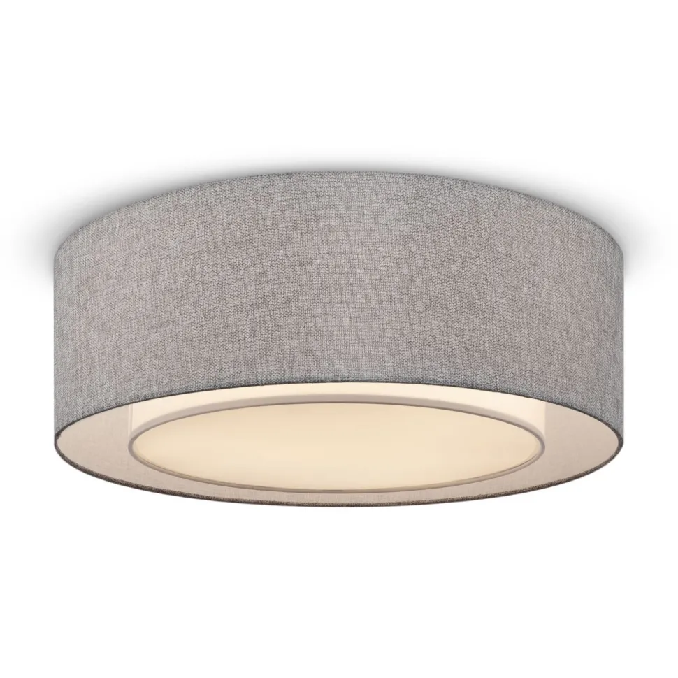 Deckenlampe Metall Stoff E27 Ø 52 cm Chrom Grau rund