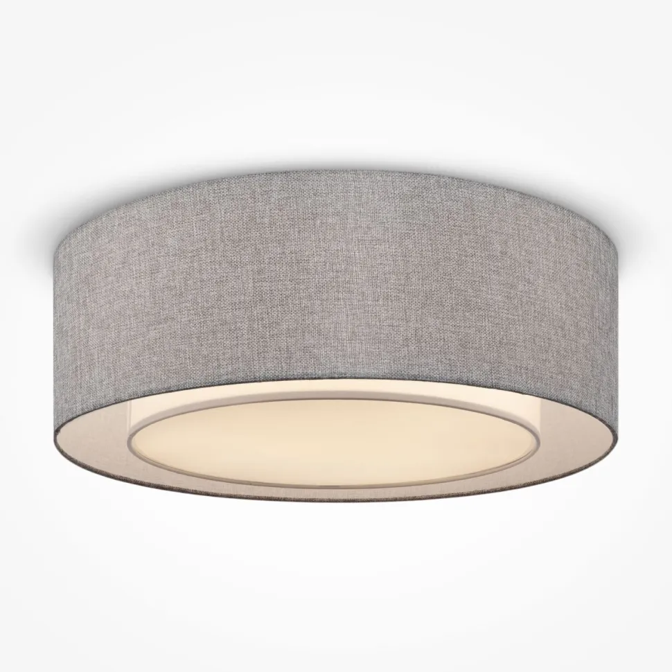 Deckenlampe Metall Stoff E27 Ø 52 cm Chrom Grau rund