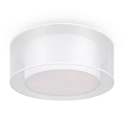 Deckenlampe Metall Stoff E27 rund D: 52 cm Weiß Modern