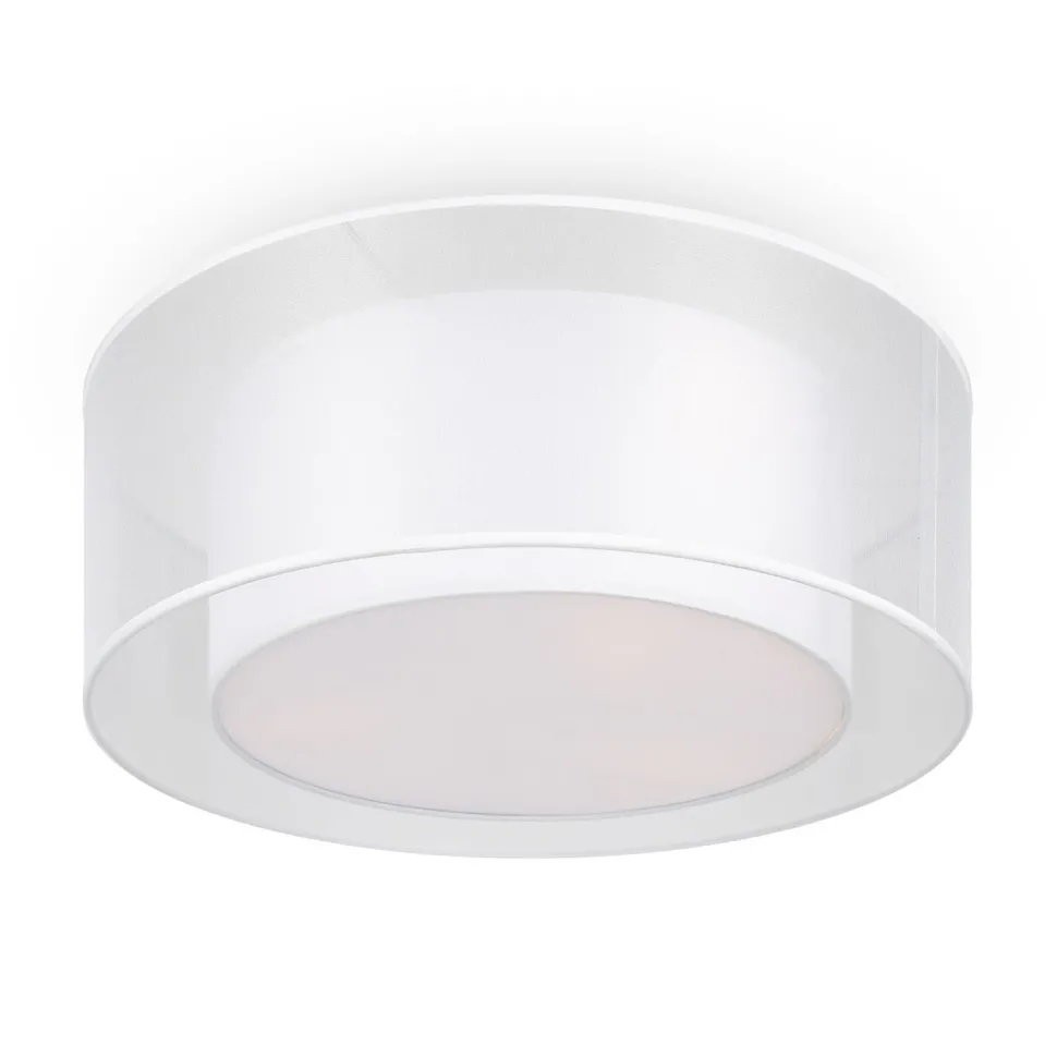 Deckenlampe Metall Stoff E27 rund D: 52 cm Weiß Modern